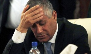 Libyan prime minister Ali Zeidan at a news conference after his release